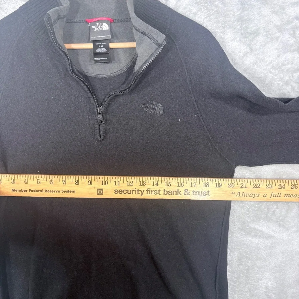 The North Face Quarter Zip Sweater Mens Large Black Cotton Wool Blend Gorpcore